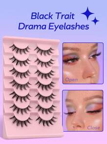 GROINNEYA 7 pares de pestañas postizas de mink sintético con aspecto natural Manga, pestañas 3D voluminosas y suaves con cruce delicado para maquillaje de fiesta y viaje (MA10)