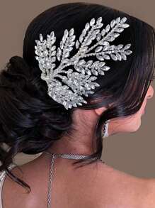 1pc Bridal Silver Rhinestone Headband For Wedding, Party, Banquet Royal Tiaras Valentine's Day Accessories - Silver - View 8