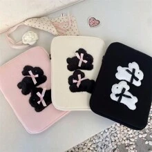 Bolsa De Laptop/tableta Ipad Con Estilo Ins Con Lindo Estampado De Conejo Y Lazo, Capacidad De Almacenamiento Interna Para 11/13 Pulgadas