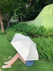 1 pièce Parapluie manuel pliable super léger de 88 cm avec poignée incurvée, blanc laiteux pour l'école, le bureau, la maison, les voyages. Cœur de la Saint-Valentin pour garçon