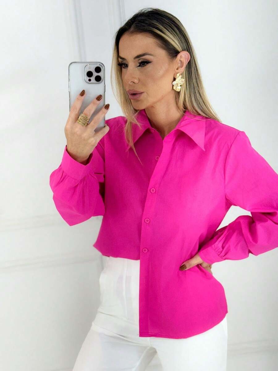 Women Blouses - Màu Hồng Tươi - Xem 1