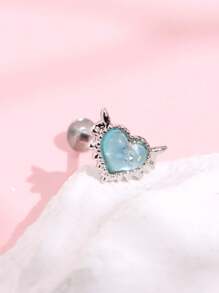 1 Miếng Sáng bóng & Thanh tú Thép không gỉ Sợi tổng hợp Opal Tim & Môi Hạt tai Xuyên Đinh tán tai Đối với phụ nữ - A - Xem 16