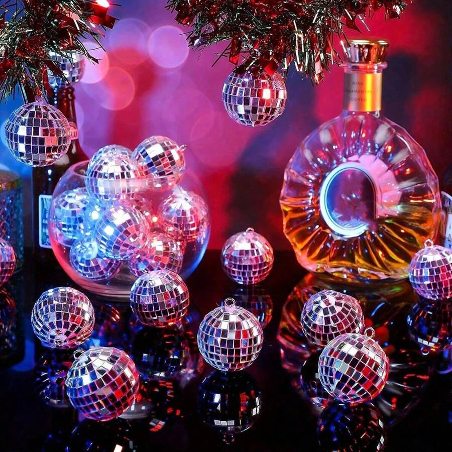 10pcs Disco Balls Ornaments Mini Disco Balls Silver Hanging Decorations