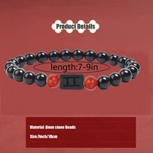 1 Miếng Cung hoàng đạo Vòng tay Cho nam giới NỮ , 8mm Tự nhiên Mã não có vân đen đá Ngôi sao Dấu hiệu Chòm sao Lá số tử vi Vòng tay Qủa tặng Chúc may mắn Qủa tặng - Nhiều màu - Xem 2