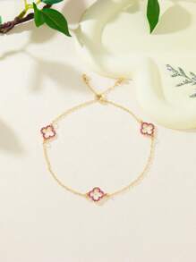 Conjunto de pulsera y tobillera con forma de trébol calado y decorado con rhinestones (se venden por separado) - Regalo para San Valentín, mamá, madre, Día de la Madre