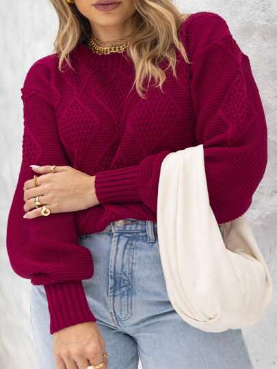 Blusa tricô manga longa frio Outono e inverno roupas externas soltas e preguiçosas para manter o calor dos novos suéteres de malha versáteis dos estudantes para mulheres , TAM único tudo M , 38 até 44 , Busto - 106 cm , Comprimento - 64 cm