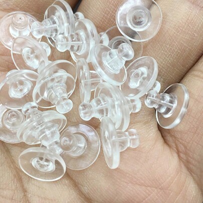 100 pz Tappi per le orecchie in silicone Flying Disc trasparenti anti-allergici, accessori per gioielli fai-da-te, tappi per le orecchie in plastica orecchini tappi per le orecchie cappello tappi per le orecchie