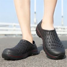 Men's Breathable Hollow Out Slip-On Sandals With Anti-Slip Soft Sole, Summer Casual Beach Shoes - Black - View 4