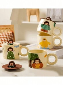 1入組14盎司可愛陶瓷杯,espresso杯,kawaii杯,咖啡杯,茶杯,牛奶杯,最佳辦公室和個人生日以及情人節禮物