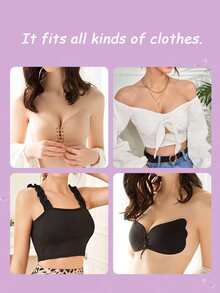 2 miếng Cánh Áo ngực vô hình + 5 Của Núm vú Hình dán , Quây , Liền mạch Push-Up , Tự dính Bras , Mềm mại Ủng hộ Đồ lót - Nhiều màu - Xem 6