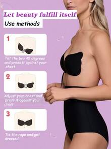 2 miếng Cánh Áo ngực vô hình + 5 Của Núm vú Hình dán , Quây , Liền mạch Push-Up , Tự dính Bras , Mềm mại Ủng hộ Đồ lót - Nhiều màu - Xem 5