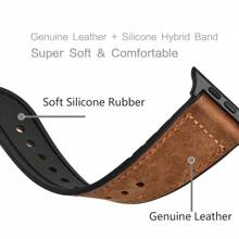 1 chiếc vòng nối bằng da + silicon tương thích với dây đeo đồng hồ Apple dành cho nam nữ thể thao 38mm 40mm 41mm 42mm 44mm 45mm 46mm 49mm, dây đeo tương thích với dây đeo đồng hồ Apple Watch Series Ultra S10 9/8/7/6/5/4/3/2/1 SE - Cà phê nâu - Xem 4