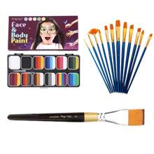 12-Grid 60-Color Rainbow Body Paint Palette, Water-Based Face Paint Makeup For Halloween - Multicolor - View 1