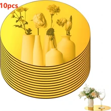 1/10PCS Acrylic Round Mirrors For Centerpieces Circle Mirrors Candle Plates For Wall Wedding Table Centerpieces Round Mirror Tray For Party,Christmas - Gold - View 1