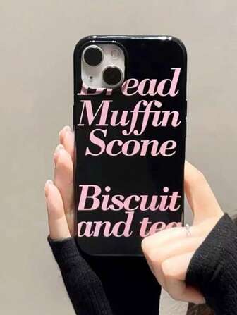 1개 IPhone11 12 13 14PROMAX 15 16PROMAX 블랙 젤리 케이스 - 핑크 영문 텍스트 폰 케이스 방수 충격 방지 낙하 방지 스크래치 방지