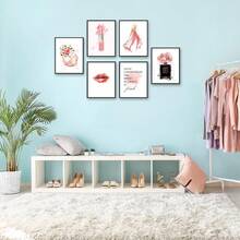 6入組無框時尚壁藝術女人畫像海報化妝室裝飾香水高跟鞋口紅禮物壁畫油畫印刷,適用於女孩臥室裝飾 - 彩色 - 查看 5