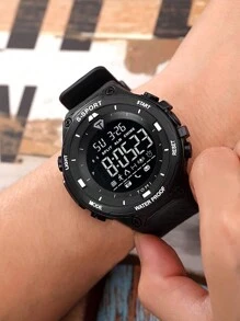 Hộp 1 chiếc TOMI Đồng hồ điện tử thể thao ngoài trời phong cách Mỹ đơn giản dành cho trẻ em & thanh thiếu niên, thích hợp cho cuộc sống hàng ngày, Halloween, trở lại trường học - màu đen - Xem 4