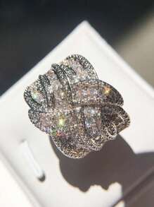 1 Miếng Siêu Lấp lánh Khối Zirconia  Cao quý Và Thanh lịch Của phụ nữ Nhẫn - Bạc - Xem 9