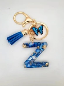 1 Miếng Không giới tính Dễ thương Tua Loại bướm Polyresin Chữ cái Móc chìa khóa , Cái túi Đồ trang trí , Hoàn hảo Qủa tặng Đối với Bạn - Xanh đậm - Xem 30