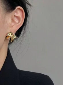 1pair Fashionable & Simple & Asymmetrical Geometric Shape Earrings For Women - Yellow Gold - View 2