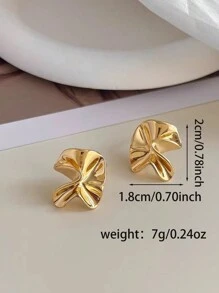 1pair Fashionable & Simple & Asymmetrical Geometric Shape Earrings For Women - Yellow Gold - View 5