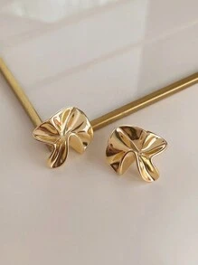 1pair Fashionable & Simple & Asymmetrical Geometric Shape Earrings For Women - Yellow Gold - View 4