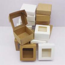 10pcs New Collection Gift Box, Various Sizes, Paper & Pvc & Kraft Material, With Window Design