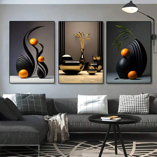 3pcs/Set Abstract Canvas Print Posters, Three-Dimensional Sculpture Ceramic Canvas Wall Art Paintings, Artwork Wall Painting For Living Room Bedroom Bathroom Office Hallway Wall Decors, No Frames Gifts Birthday Graduation