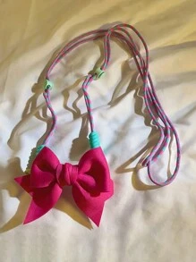 Phone Strap With Large Bowknot Decoration And Creative Color-Block Braided Cord, Can Be Crossbody Or Neck Hanging - Hot Pink - View 4