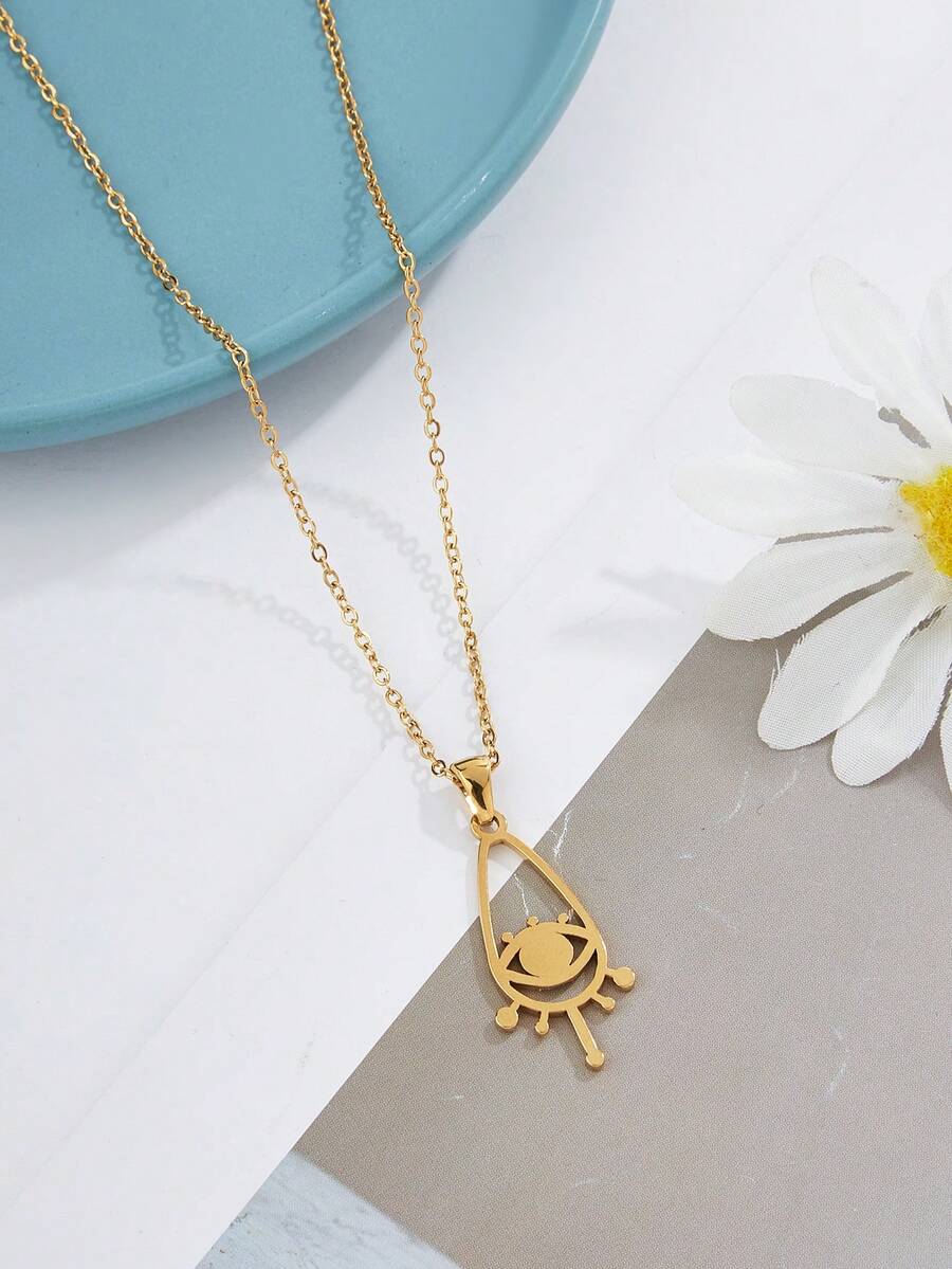 1 Miếng Thép không gỉ Đúng mốt Mắt ác Thiết kế Vòng cổ mặt dây chuyền , Quà tặng lễ hội Đối với phụ nữ - Vàng - Xem 1