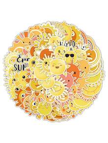 50pcs Yellow Sun Graffiti Stickers, Waterproof Stickers For Water Bottles, Backpacks And Laptops - Lime Green - View 2