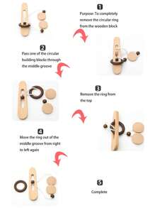 1pc Wooden Ring Unlocking Game, Magic Ring Escape Classic Puzzle Toy, Kongming Lock Luban Lock Intelligence Toy