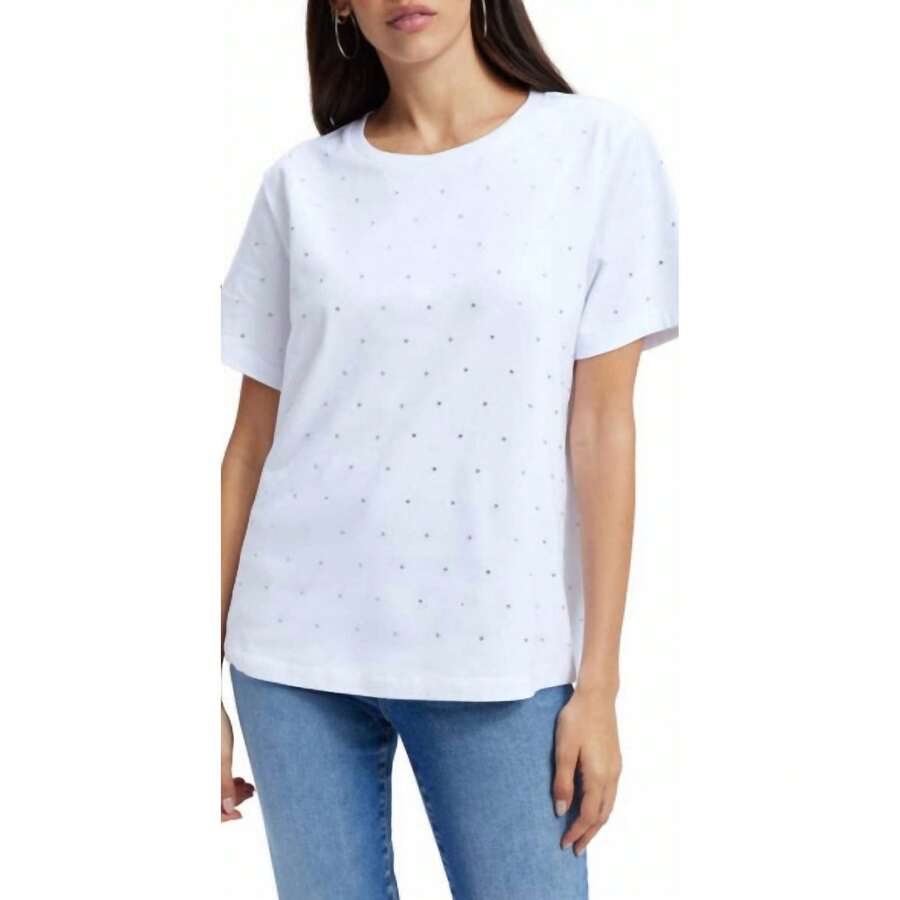 GeeGee Rhinestone Top In White - White - View 1