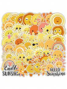 50pcs Yellow Sun Graffiti Stickers, Waterproof Stickers For Water Bottles, Backpacks And Laptops - Lime Green - View 5