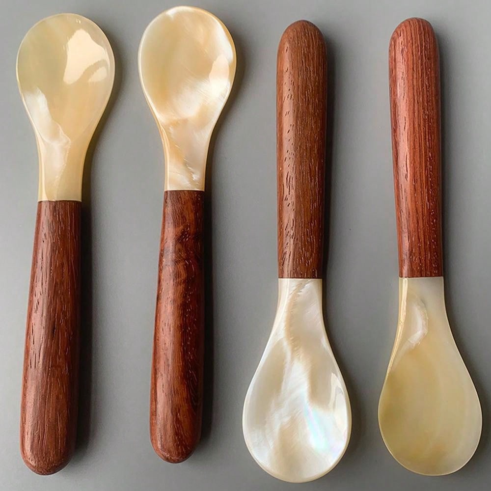 1pc Shell Handled Spoon, Natural Shell Spoon, Coffee Spoon, Mixing