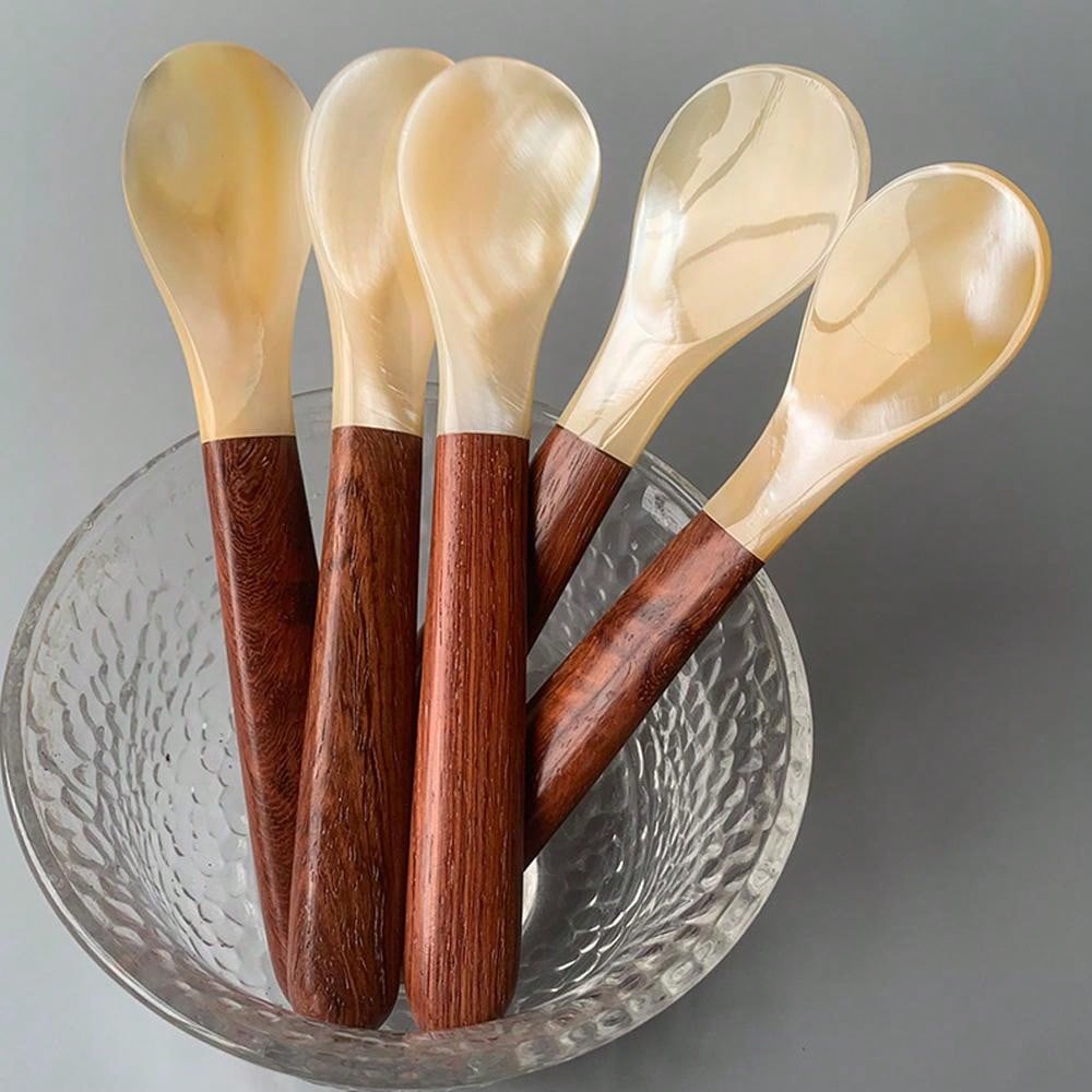 1pc Shell Handled Spoon, Natural Shell Spoon, Coffee Spoon, Mixing