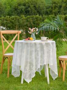 European Style Vintage Romantic Lace Tablecloth, Elegant Decoration For Dining Table, Available In Various Sizes, 1pc - White - View 1