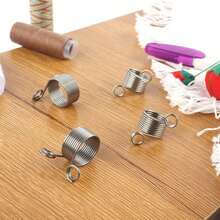 6 Piezas Juego De Dedales Para Telares De Punto, 2 Tamaños De Telares De Punto, Protector De Dedos, Aguja De Tejer, Para Herramientas De Accesorios De Manualidades Diy - Plateado - Ver 5