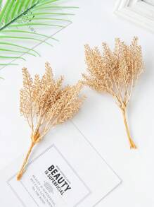 1束（6个）人造植物，麦穗，塑料DIY花环材料，家居装饰，新年和情人节礼物，生日派对，糖果盒材料，婚礼装饰，新娘手腕花，花盒，花卉装饰，情人节礼物 - 金色 - 查看 3