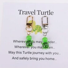 1 Miếng Thu nhỏ Rùa Móc chìa khóa + Tiếng Anh Thẻ , Thủ công Phụ kiện DIY Creative Nhỏ bé Qủa tặng - Bạc - Xem 4