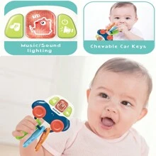 1 Pieza Juguetes Para Niños Con Luz Y Sonido, Sonajero Mordedor De 0 A 3 Años, Llavero De Mi Primer Carro, Juguete De Regalo Para Recién Nacido - Azul - Ver 6