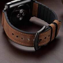 1 chiếc vòng nối bằng da + silicon tương thích với dây đeo đồng hồ Apple dành cho nam nữ thể thao 38mm 40mm 41mm 42mm 44mm 45mm 46mm 49mm, dây đeo tương thích với dây đeo đồng hồ Apple Watch Series Ultra S10 9/8/7/6/5/4/3/2/1 SE - Cà phê nâu - Xem 6