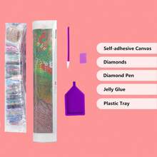 1入組全圓形自製鑽石畫蓮花家飾鑽石馬賽克花卉壁畫 - 彩色 - 查看 6