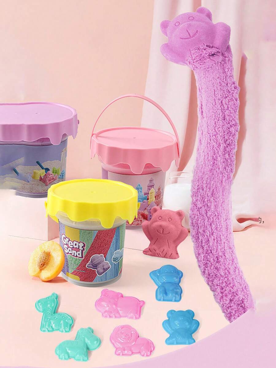 Xô cát tạo hình không gian 500g, Cát chỉ DIY thủ công nghệ thuật, Cát đồ chơi gia đình, Quà tặng sáng tạo cho lớp học, Màu ngẫu nhiên với khuôn động vật, Dành cho Giáng sinh, Sinh nhật, Phần thưởng - Nhiều màu - Xem 1