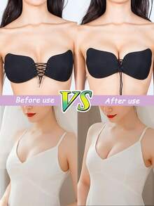 2 miếng Cánh Áo ngực vô hình + 5 Của Núm vú Hình dán , Quây , Liền mạch Push-Up , Tự dính Bras , Mềm mại Ủng hộ Đồ lót - Nhiều màu - Xem 4