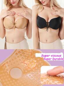 2 miếng Cánh Áo ngực vô hình + 5 Của Núm vú Hình dán , Quây , Liền mạch Push-Up , Tự dính Bras , Mềm mại Ủng hộ Đồ lót - Nhiều màu - Xem 3