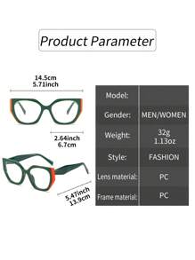 猫眼形拼色几何框架透明镜片女士眼镜，街头风格透明眼镜配件女士眼镜配件 - A - 查看 6