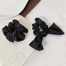 1/2 cái Của phụ nữ Đen Xa ten Bowknot Dây buộc tóc Kẹp buộc tóc , Đơn giản , Đúng mốt , Thanh lịch , Linh hoạt , Thích hợp Đối với Mặc hàng ngày - màu đen - Xem 2