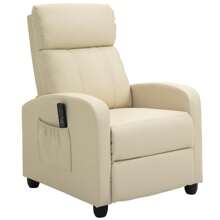 Poltrona Relax Massaggiante con 8 Modalità e 5 Intensità, Poltrona Reclinabile con Poggiapiedi e Telecomando, Pelle PU - Beige - Visualizzare 3