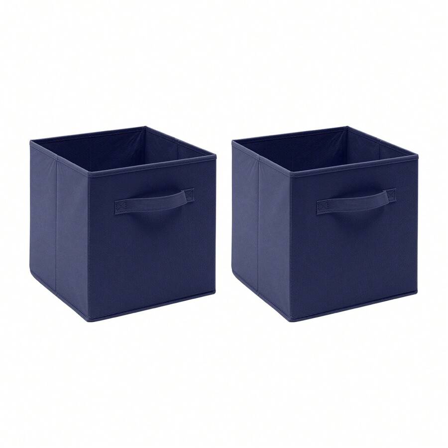 Foldable Storage Boxes Set Of 2,Non-Woven Fabric Storage Box Set,Storage Drawers For Cube Storage Unit,26.5x26.5x28 Cm - Blue - View 1